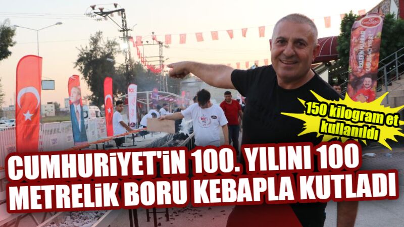 Adanalı kebapçı, Cumhuriyet'in 100. yılı nedeniyle tek şişte 100 metrelik