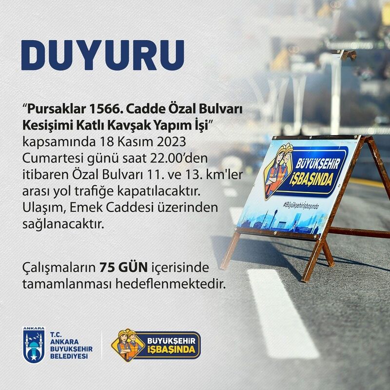 Ankara Büyükşehir Belediyesi’nden katlı kavşak inşaatı