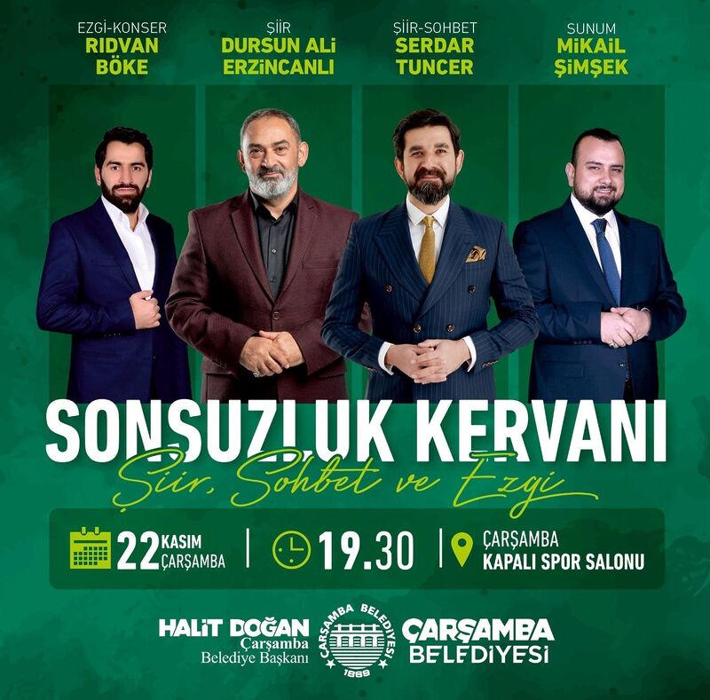 Çarşamba’da “sonsuzluk kervanı” ile şiir, sohbet ve ezgi dolu program