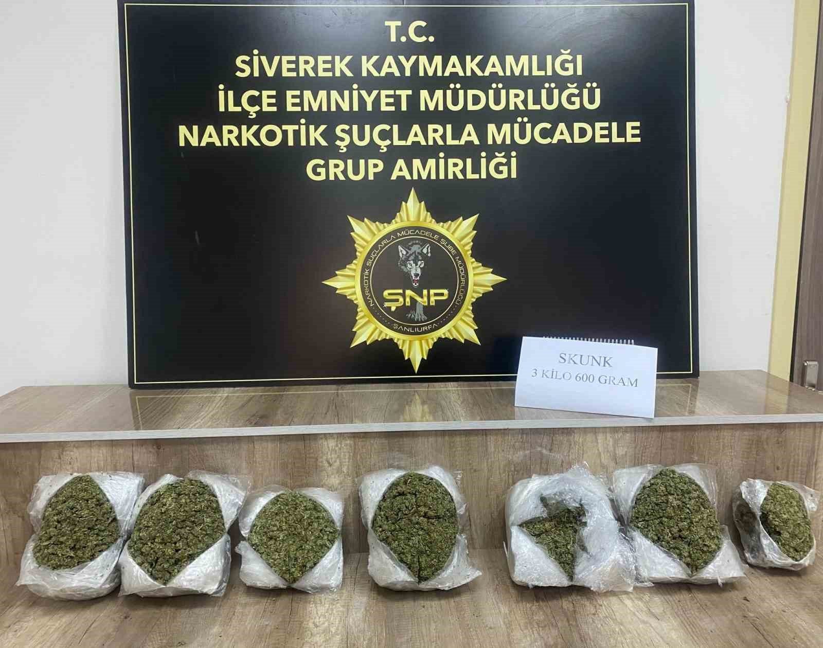 Şanlıurfa’da 3 kilo 600 gram uyuşturucu ele geçirildi