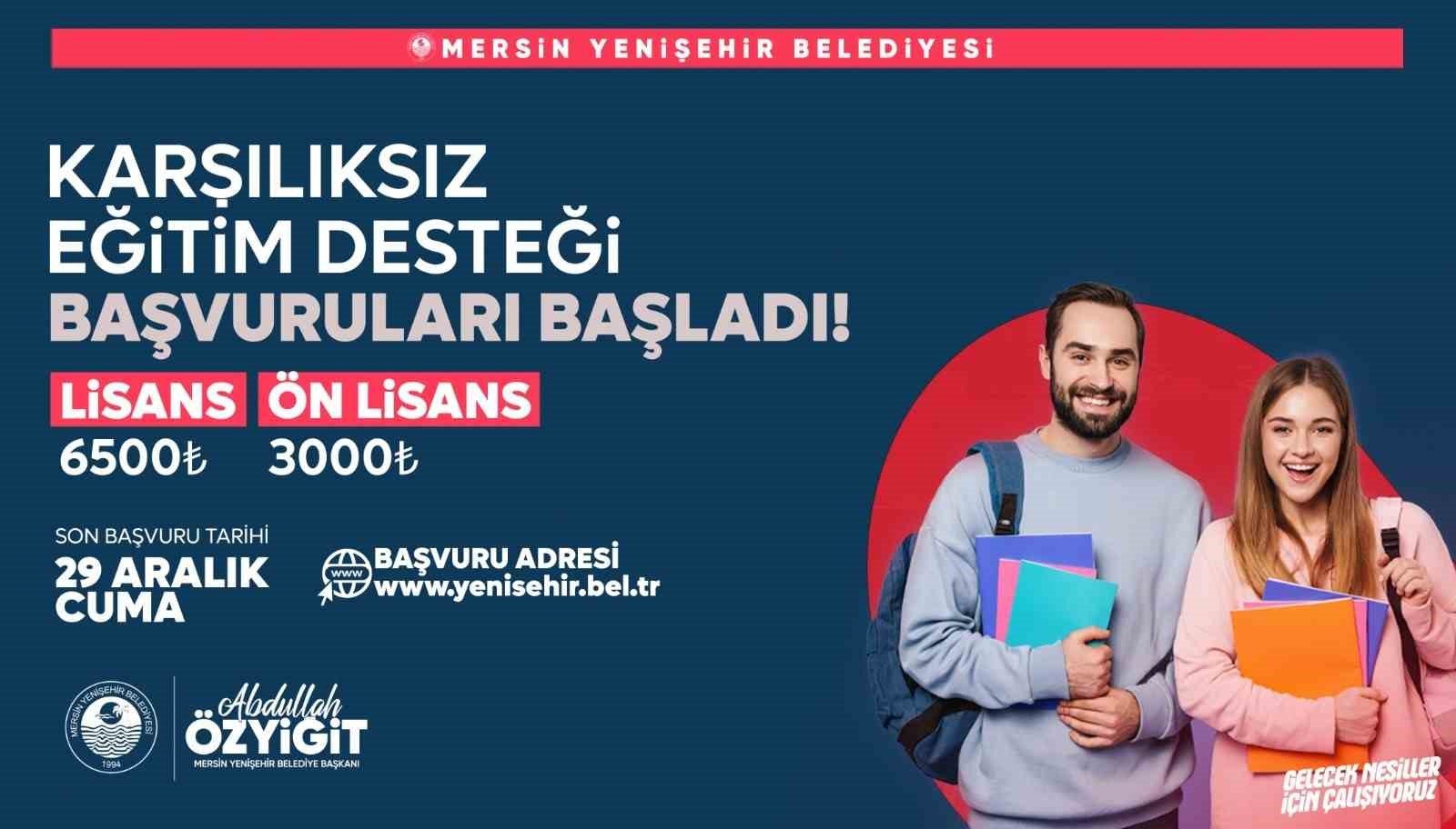 Yenişehir Belediyesinin karşılıksız eğitim desteği başvuruları başladı