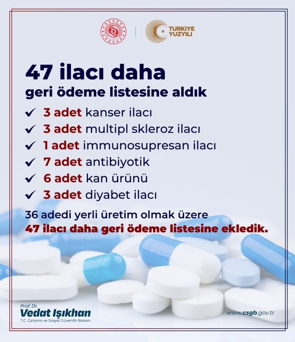 Bakan Işıkhan açıkladı: 47 ilaç geri ödeme listesine alındı