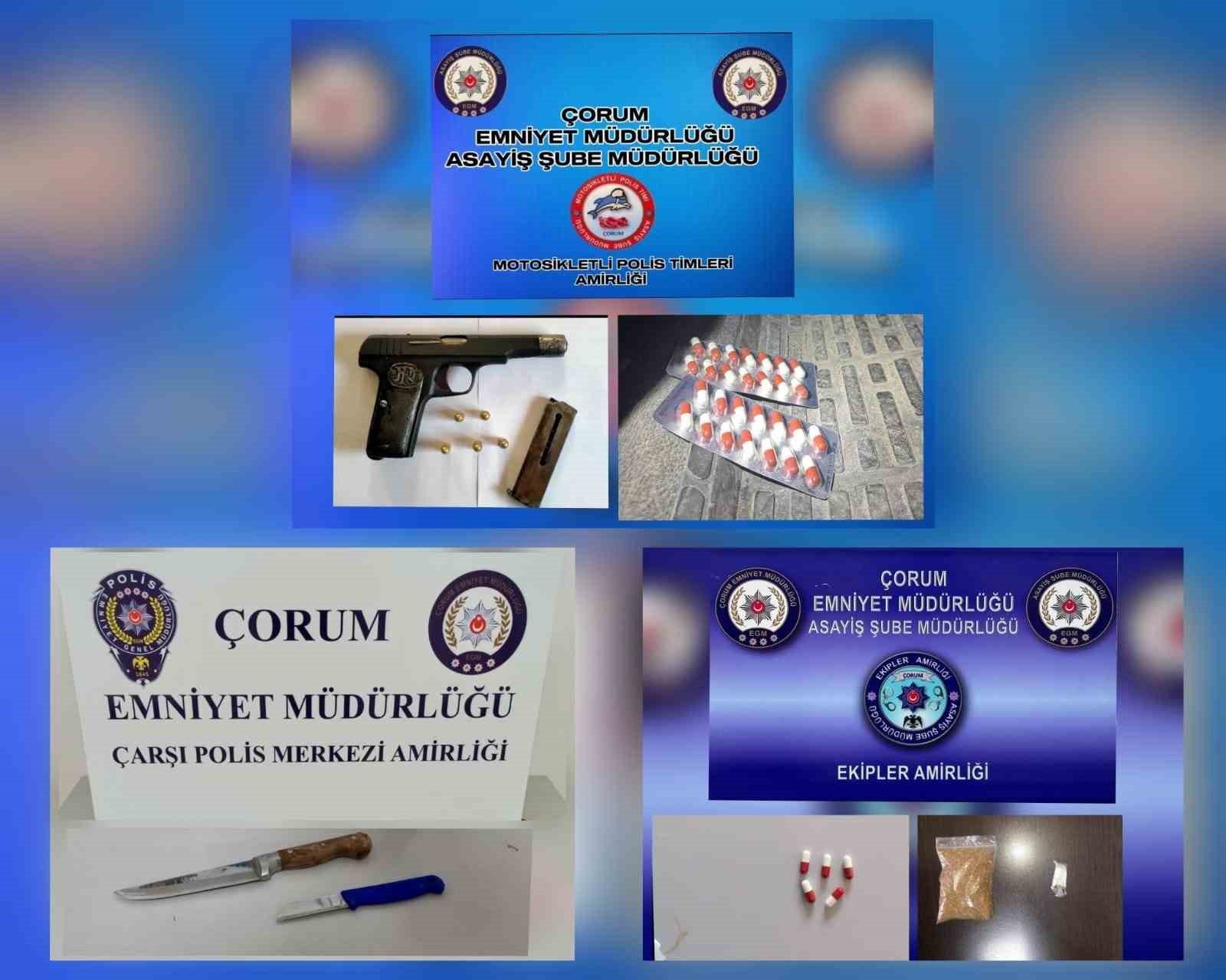 Çorum polisinden ’şok’ denetim: Onlarca silah ele geçirildi