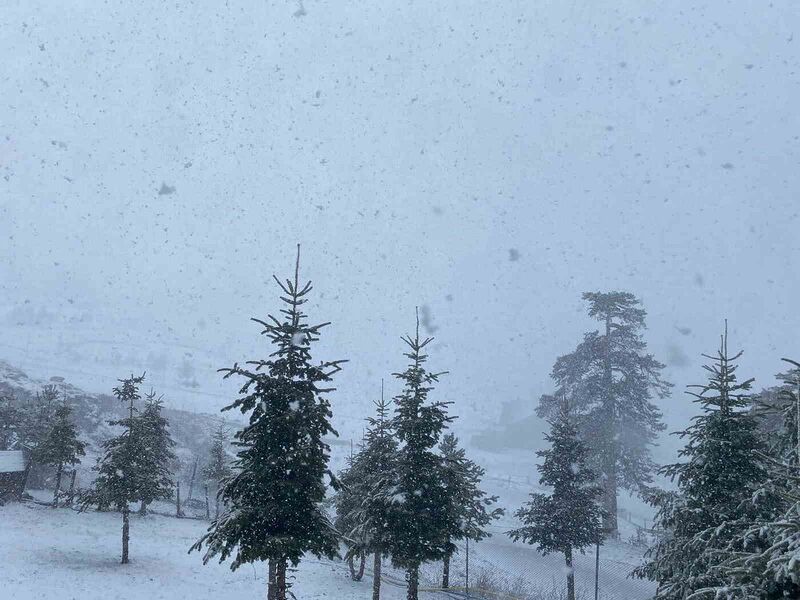 Bolu’da Nisan ayında lapa lapa kar yağışı