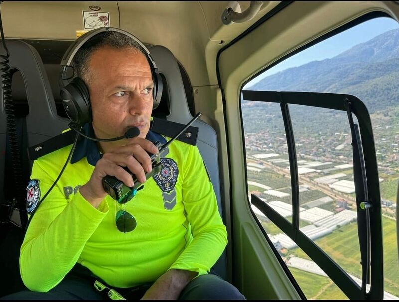 Fethiye’de bayram öncesi helikopterli trafik denetimi