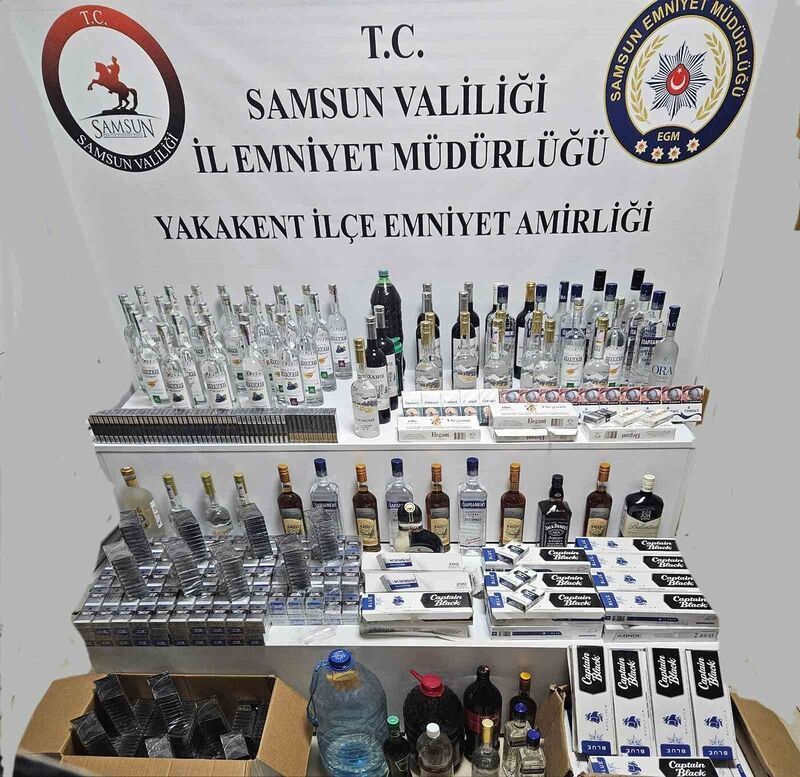 Samsun’da kaçak içki ve sigara ele geçirildi