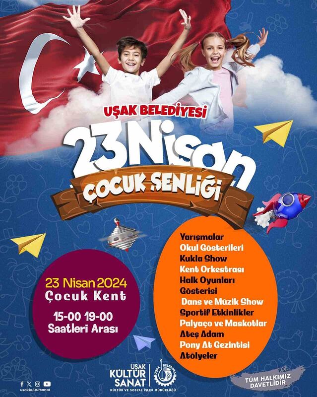 Uşak’ta 23 Nisan coşkusu Çocuk Kent’te yaşanacak