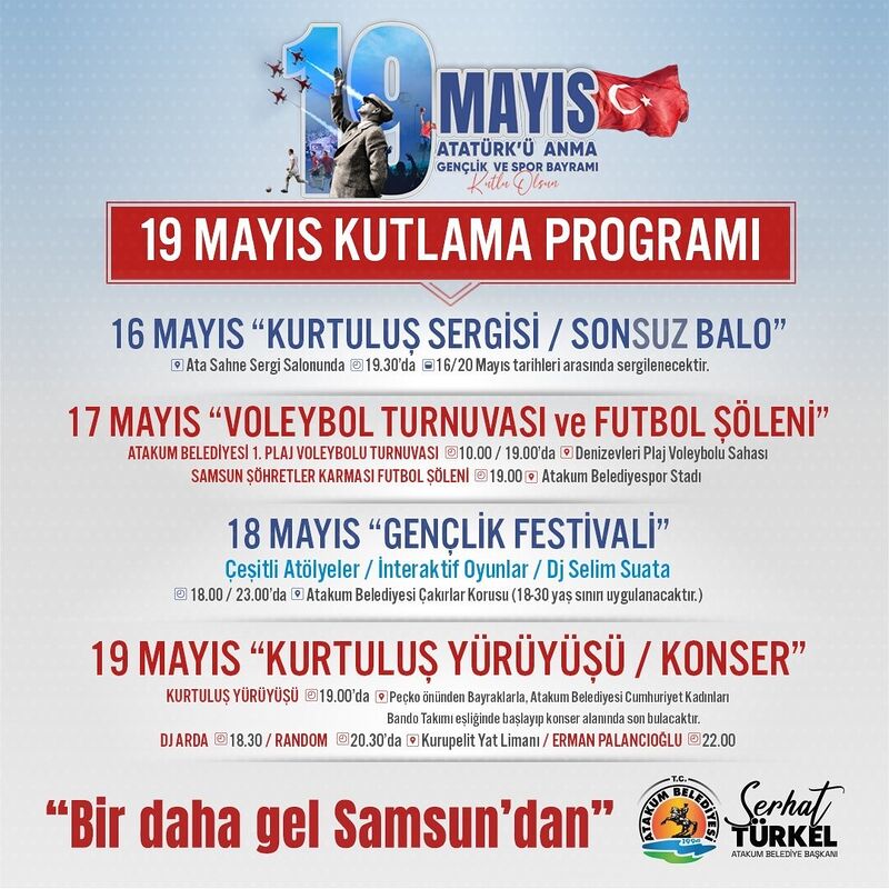 Atakum’da 19 Mayıs coşkusu yaşanacak