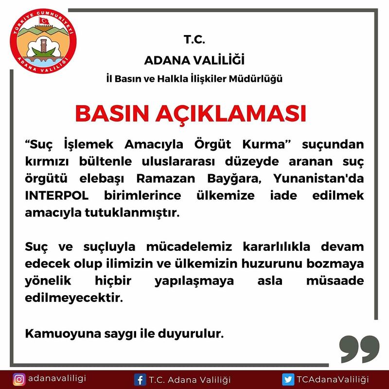 ADANA VALİLİĞİ, "SUÇ İŞLEMEK