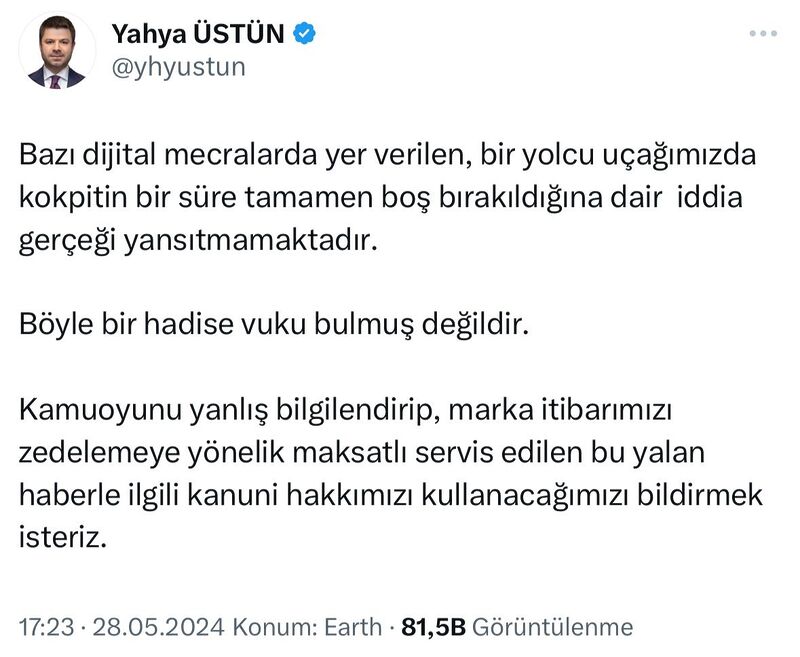 THY’de uçağın kokpitinin bir süre boş kaldığı iddiası gündeme oturdu