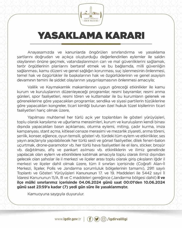 IĞDIR’DA GÖSTERİ YÜRÜYÜŞÜ VE