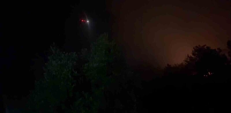 İzmir’de başlayıp Aydın’a sıçrayan orman yangınına gece görüşlü helikopterler ile müdahale ediliyor