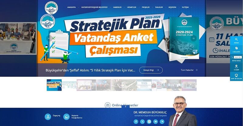 Kayseri Büyükşehir web sitesi, öne çıkan 9 büyükşehir sitesinden birisi oldu