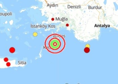 Marmaris açıklarında 4.7 büyüklüğünde deprem