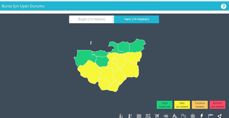 METEOROLOJİDEN BURSA İÇİN SARI