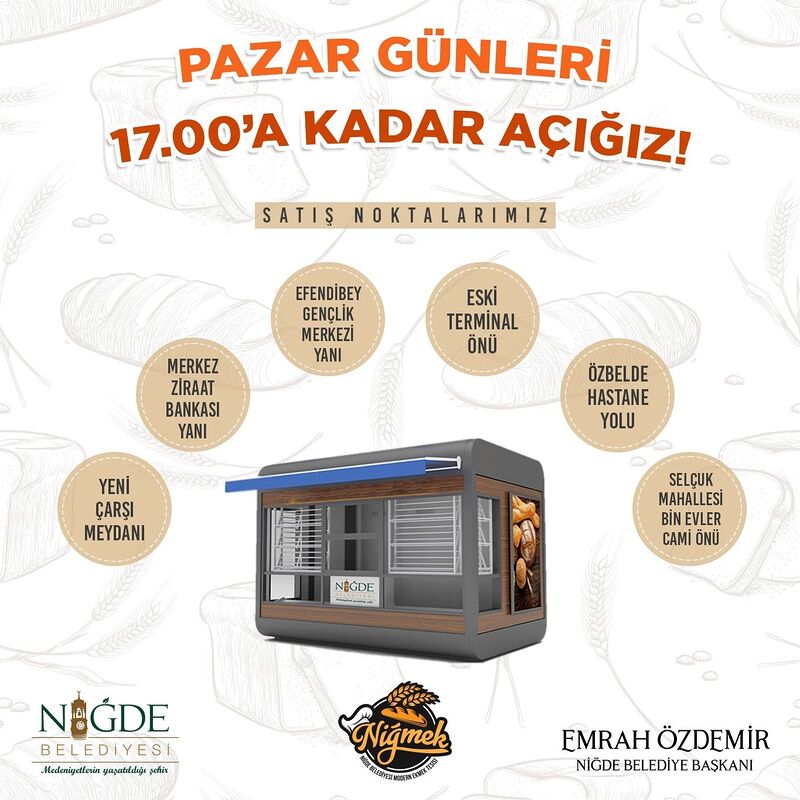 Niğde Halk Emek büfeleri Pazar günü de açık olacak