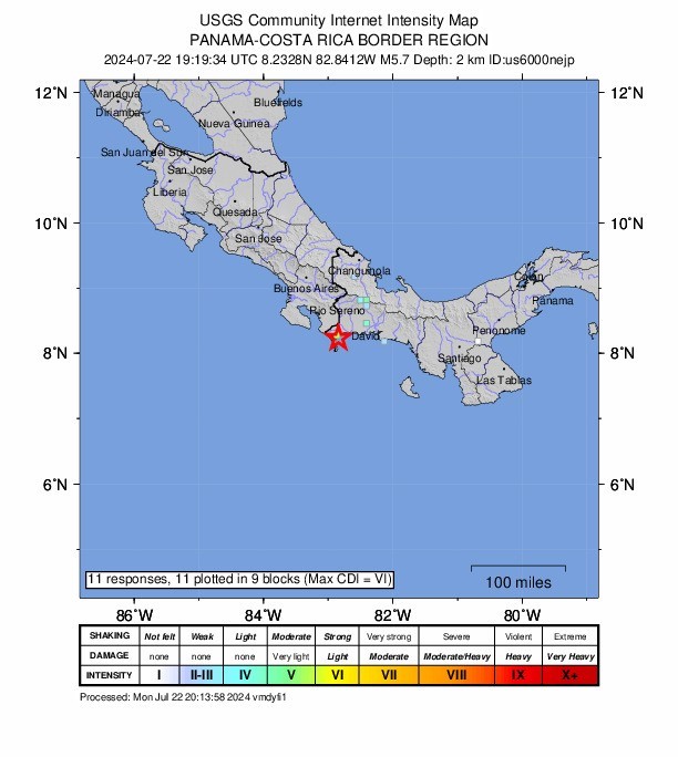 PANAMA-KOSTA RİKA SINIRINDA 5.7