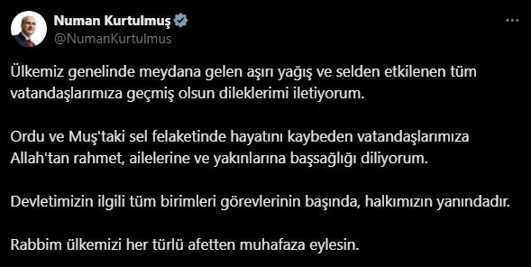 TÜRKİYE BÜYÜK MİLLET MECLİSİ (TBMM) BAŞKANI NUMAN KURTULMUŞ, "DEVLETİMİZİN İLGİLİ