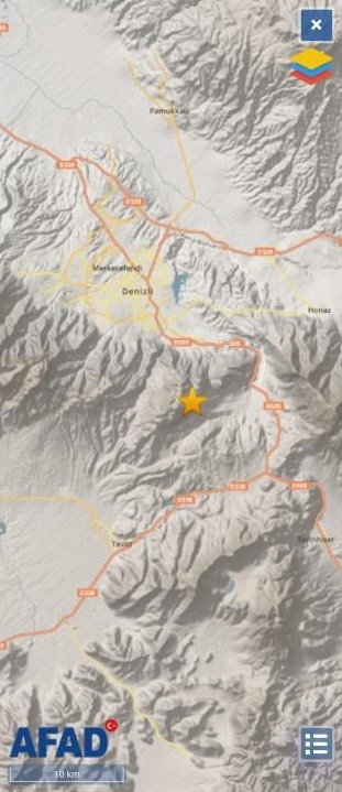 Denizli’de 3.2 büyüklüğünde deprem