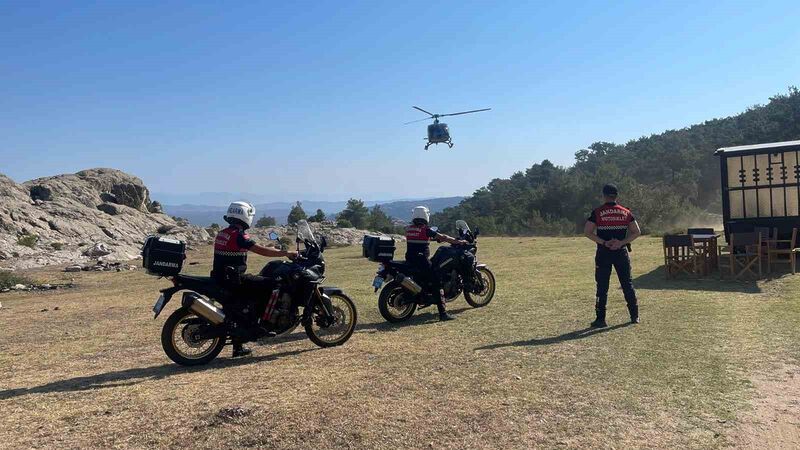 Jandarma ekipleri helikopterli bisiklet faaliyetinde güvenlik önlemi aldı