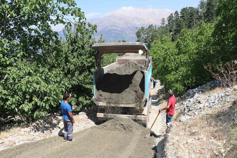 Yürüme engelli torunların konforlu ulaşımı için evinin yollarına beton döküldü