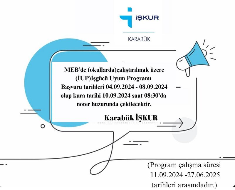 Karabük’te İşgücü Uyum Programı başvuruları başladı