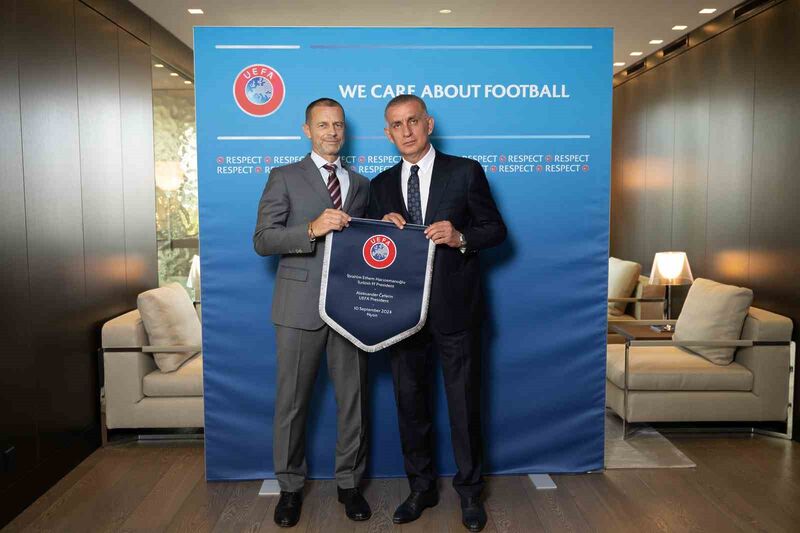 TFF Başkanı Hacıosmanoğlu, UEFA Başkanı Ceferin ile bir araya geldi