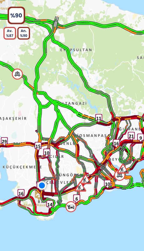 İstanbul’da trafik yoğunluğu yüzde 90’a ulaştı