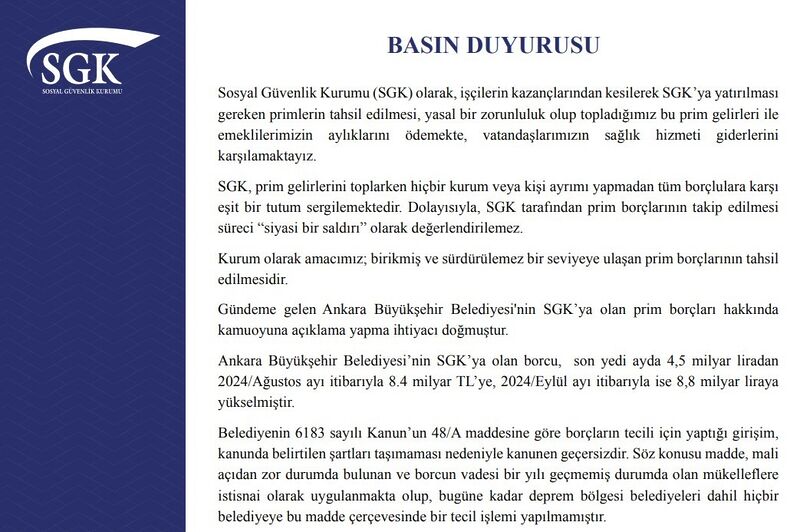 SGK: “(ABB’nin prim borçları) SGK ile rızaen anlaşma yapıldığı iddiası gerçeği yansıtmıyor”