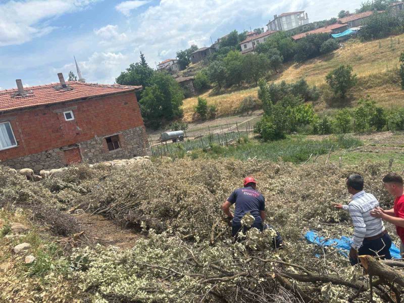 Balıkesir’in Sındırgı ilçesinde içinde 140 küçükbaş hayvan bulunan çardak dam