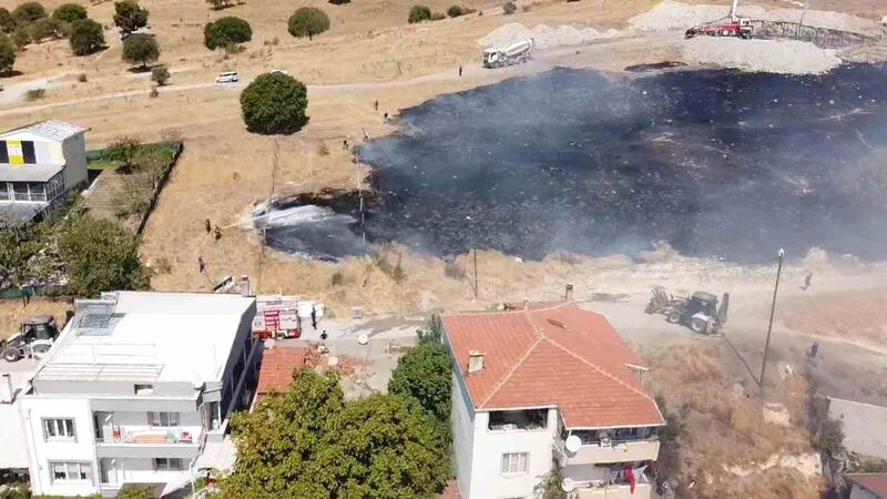 Balıkesir’de otluk alanda çıkan ot yangını kısa sürede kontrol altına