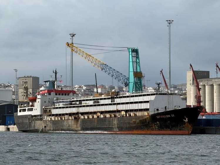 Balıkesir’in Bandırma Limanı’na gelen Spiridon-II isimli canlı hayvan gemisindeki işlemler