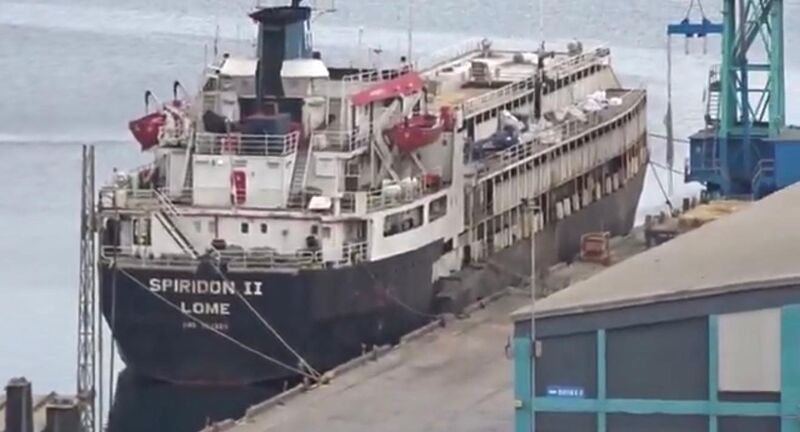 Balıkesir’in Bandırma ilçesi açıklarında demirleyen Spiridon-II isimli gemi yem, saman