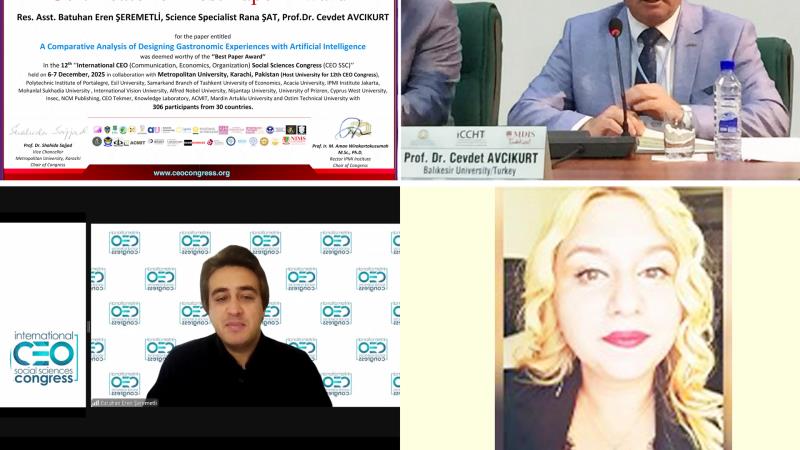 Balıkesir Üniversitesi akademisyenleri tarafından gerçekleştirilen yapay zeka destekli gastronomi çalışması,