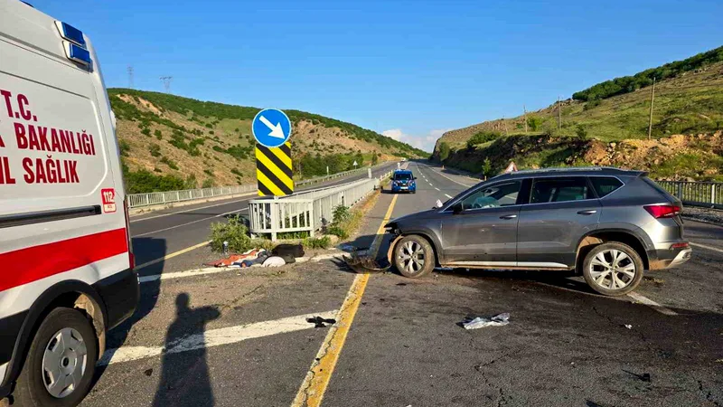 Bingöl-Elazığ karayolunda direksiyon hakimiyetini kaybeden otomobil köprü korkuluklarına çarptı. Kazada