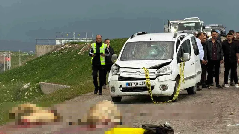 Sivas'ın Kangal ilçesinde kontrolden çıkan bir araç, yoldan geçen koyun
