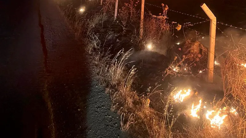 Balıkesir'in Burhaniye ilçesi Şarköy Mahallesi kırsalında çıkan arazi yangını, şiddetli