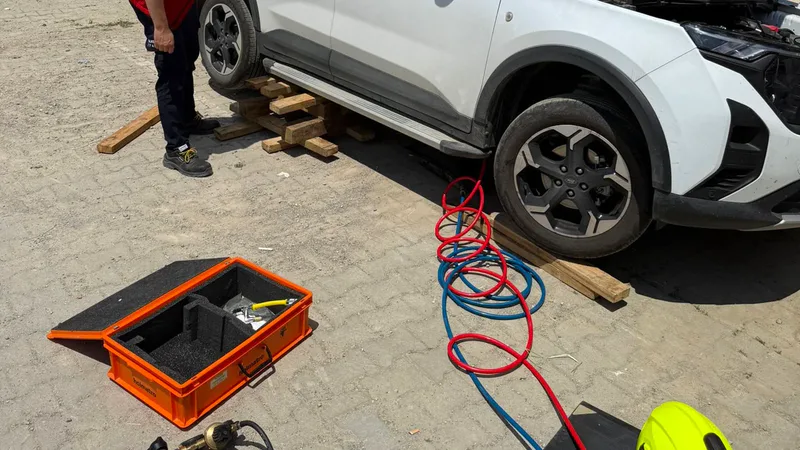 Edremit Altınoluk Mahallesi'nde park halindeki otomobilin motor kısmına girerek mahsur