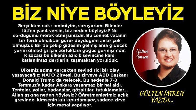 Gerçekten çok samimiyim, soruyorum: Bilenler lütfen yanıt versin, biz neden