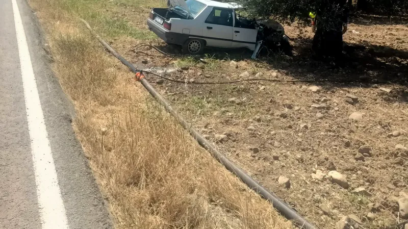 Balıkesir'in Havran ilçesinde sürücüsünün direksiyon hakimiyetini kaybettiği otomobil, yoldan çıkarak