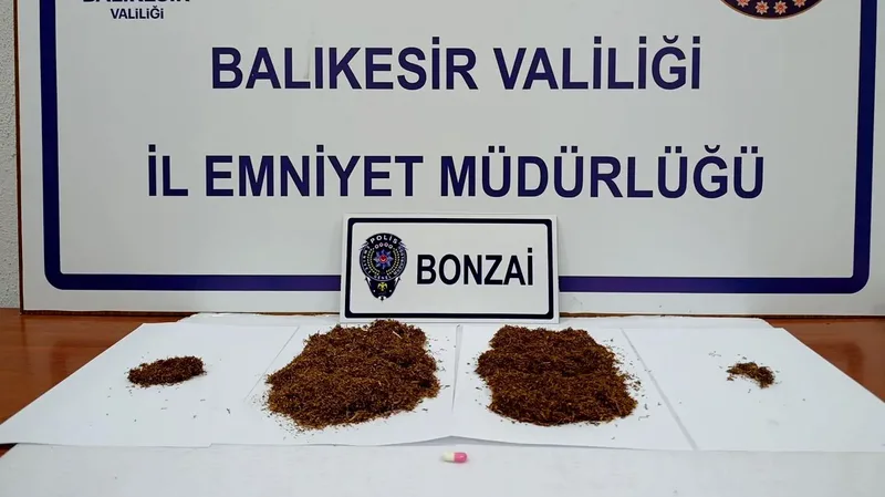 Gönen ilçe emniyet ekiplerinin gerçekleştirdiği uyuşturucu operasyonunda 133 gram bonzai