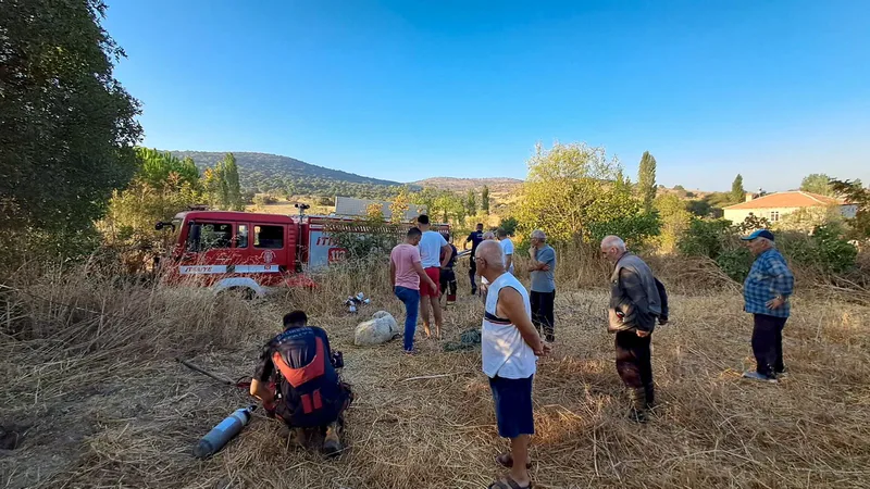 Balıkesir'in Altıeylül ilçesinde tarla kenarındaki açık kuyuya düşen koyun, Balıkesir
