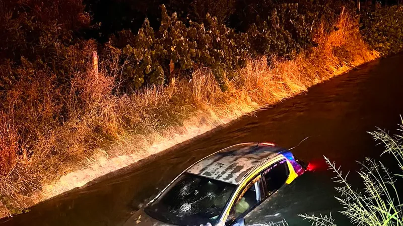 Sındırgı ilçesi Camicedit Mahallesi'nde gece saatlerinde kontrolden çıkan otomobil su