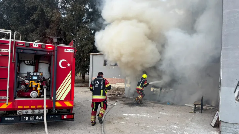 Ayvalık Sarımsaklı Mahallesi'ndeki metruk Mecit Ataklı İlkokulu'nun bahçesinde bulunan depoda