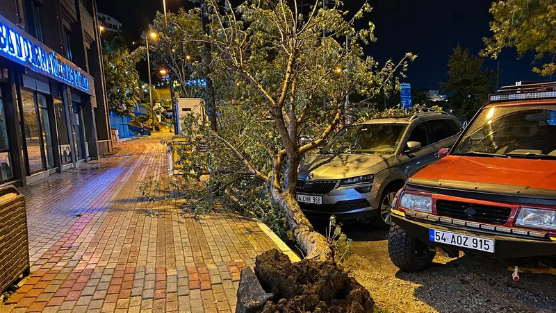 Bandırma'da akşam saatlerinde etkisini artıran kuvvetli fırtınada Mehmet Akif Ersoy