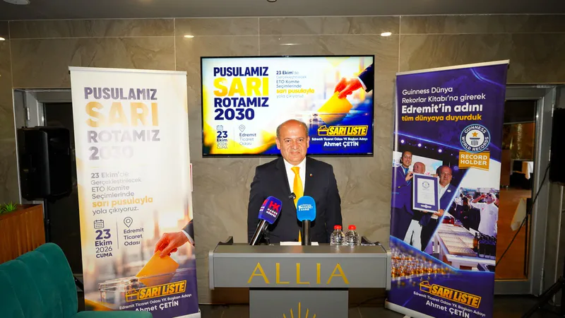 Edremit Ticaret Odası Yönetim Kurulu Başkanı Ahmet Çetin, düzenlediği basın